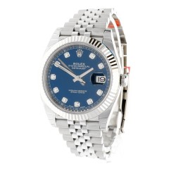 Rolex Datejust 41 Blue Index Ref.126334 met diamant.