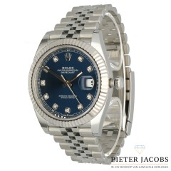 Rolex Datejust 41 Blue dial met Diamant Ref. 126334